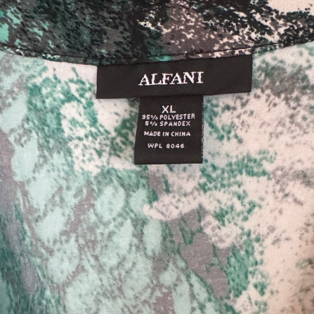 Teal and Black Abstract Cowl Neck Blouse size XL - Picture 8 of 9